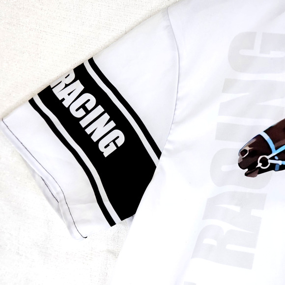 Kentucky Derby Horse Racing 3D Screen Printed Short Sleeve ButtonUp Mens Large - Picture 9 of 11